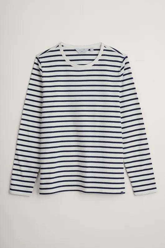 Seasalt Men's Sailor Shirt With Crew Neck Breton Chalk Maritime