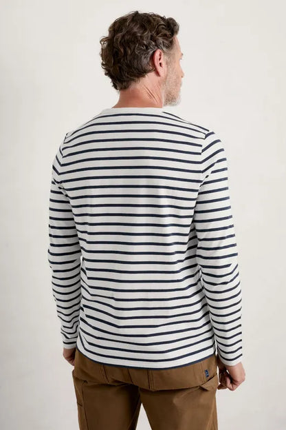 Seasalt Men's Sailor Shirt With Crew Neck Breton Chalk Maritime