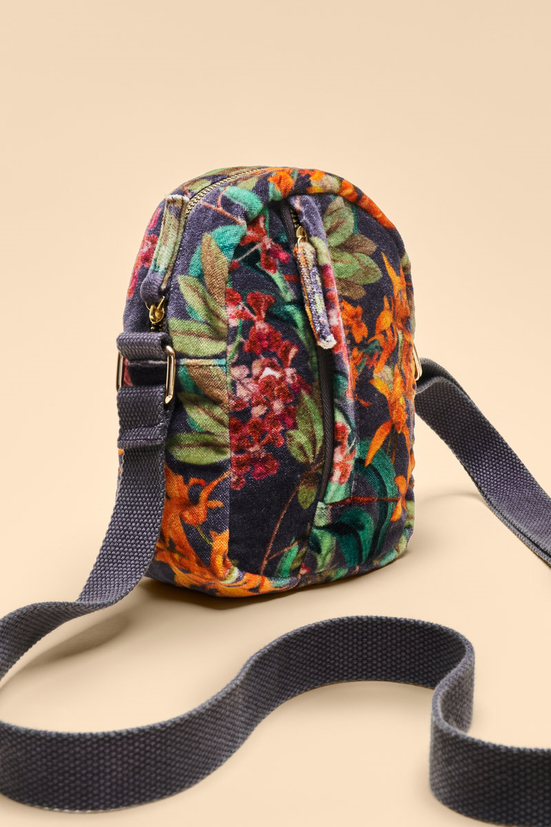 Powder Velvet 'Out & About' Bag Botany Bliss in Charcoal