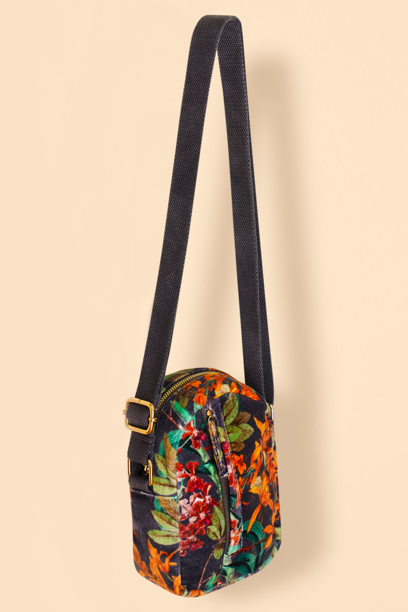 Powder Velvet 'Out & About' Bag Botany Bliss in Charcoal