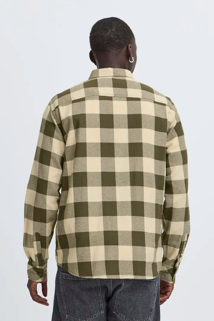 Blend Long Sleeved Checked Shirt Forest Night
