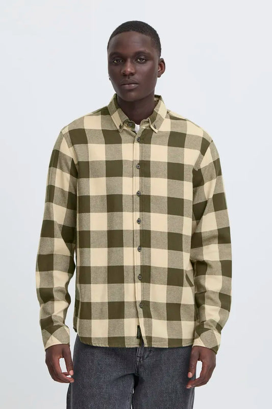 Blend Long Sleeved Checked Shirt Forest Night