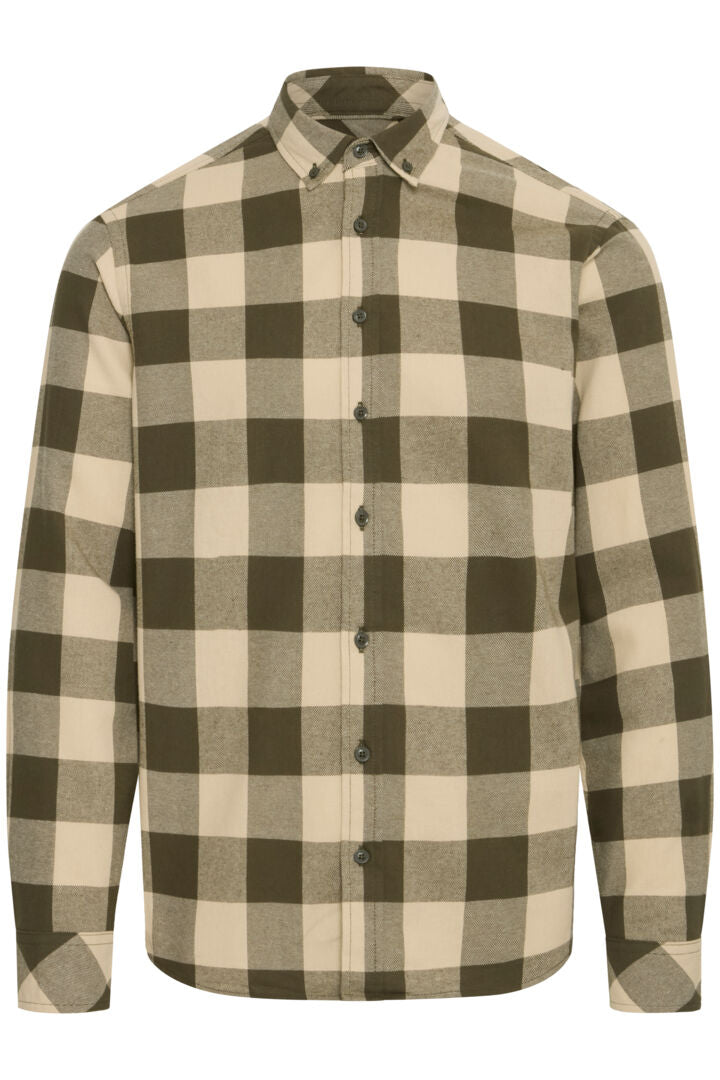 Blend Long Sleeved Checked Shirt Forest Night