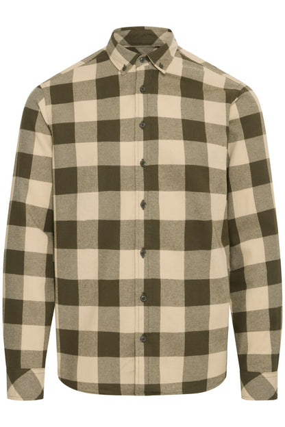 Blend Long Sleeved Checked Shirt Forest Night