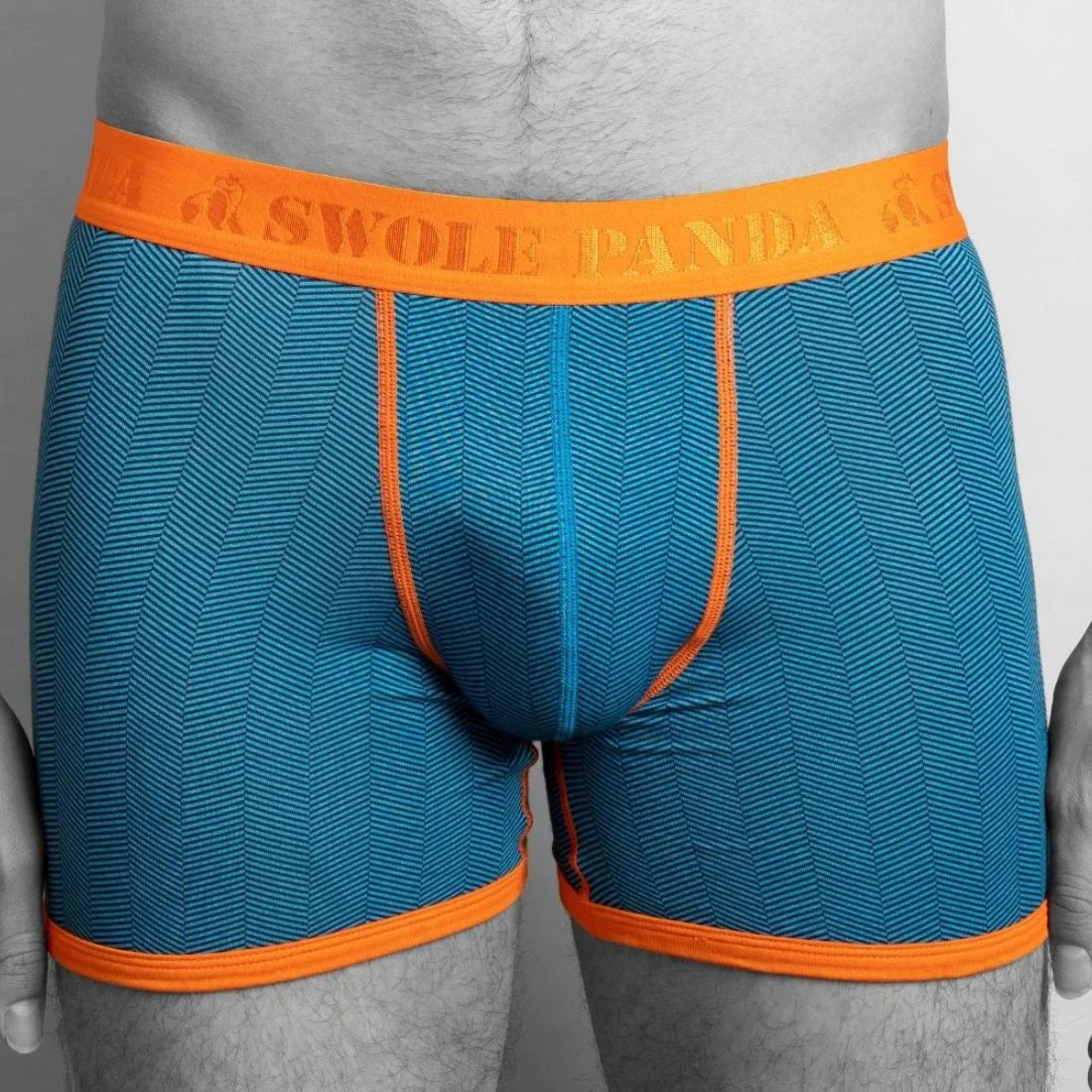 Mens Boxer Shorts Swole Panda Bamboo Boxers Blue Chevron/Orange Mens Underwear Fitted bamboo boxers 