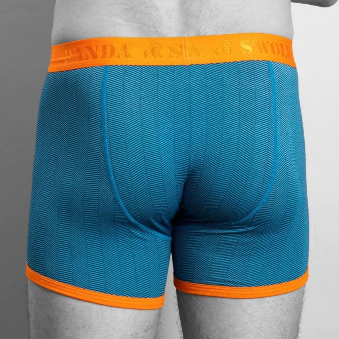 Swole Panda Bamboo Boxers Blue Chevron/Orange