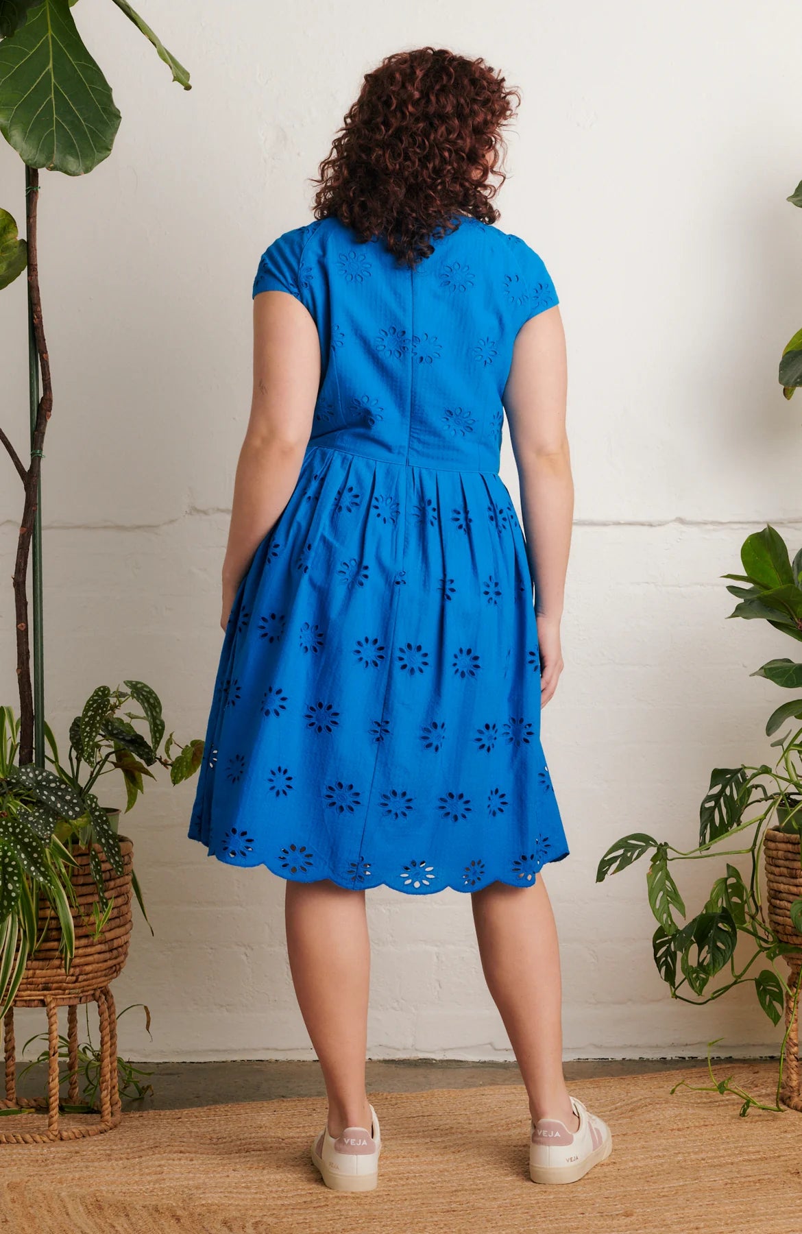 Emily and Fin Claudia Floral Broderie Brilliant Blue Dress