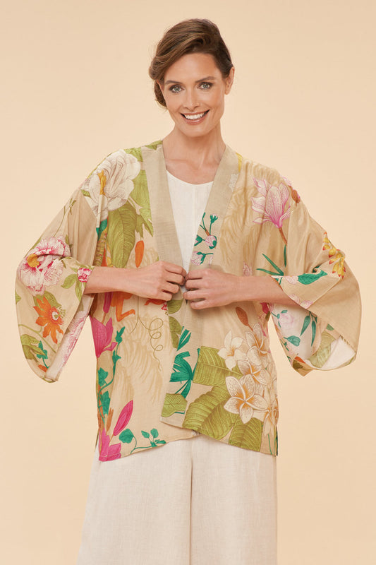 Powder Accessories Powder Clothing Powder Tropical Flora and Fauna Kimono Jacket in Coconut