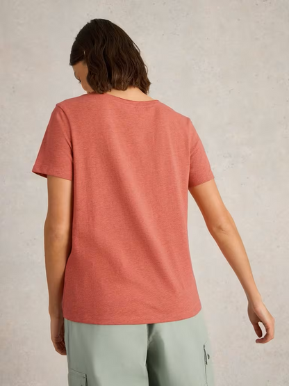 White Stuff Nadia Short Sleeve Tshirt Mid Coral