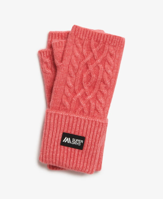 Cable Luxe Handwarmer Gloves Cord Pink Superdry clothing superdry gloves womens gloves A