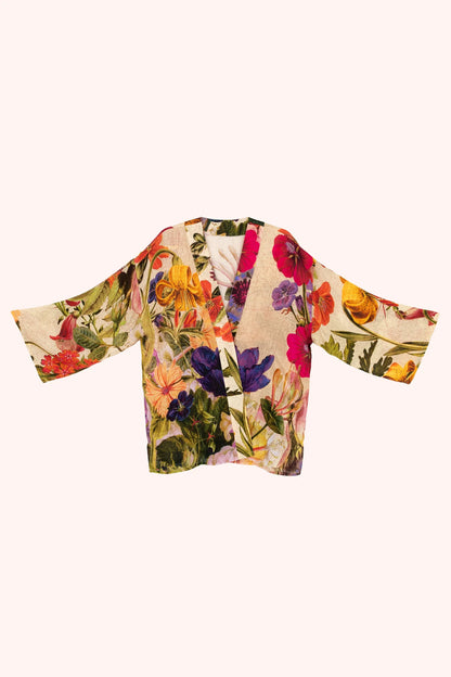 Powder Cream Posy Mid-length Kimono