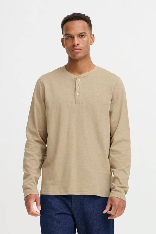 Mens Long Sleeve T-shirt Blend Grandad Long Sleeve Top Crockery Blend Clothing