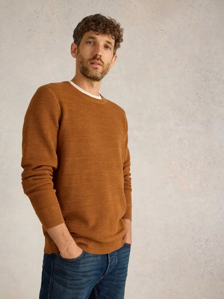 White Stuff Attadale Crew Neck Jumper Dark Orange - Size: Small