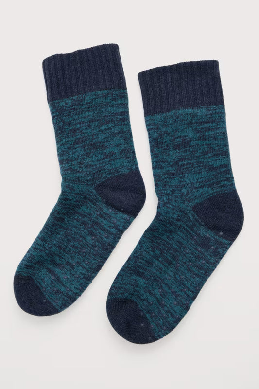 Seasalt Men's Knitted House Socks Dark Lake Twist