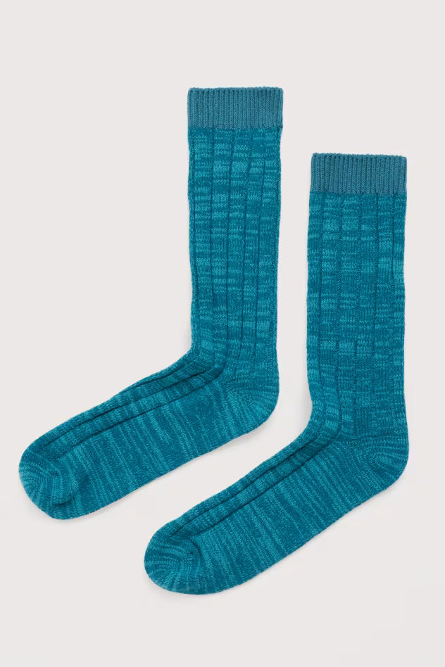 Seasalt Men's Plain Bloomin Good Socks Dark Lake Twist