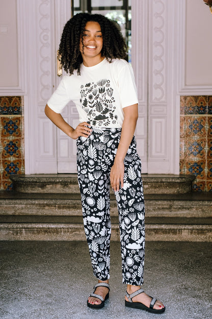 Sugarhill Brighton Debbs Trousers Monochrome Folk Floral Sugarhill Clothing womens trousers