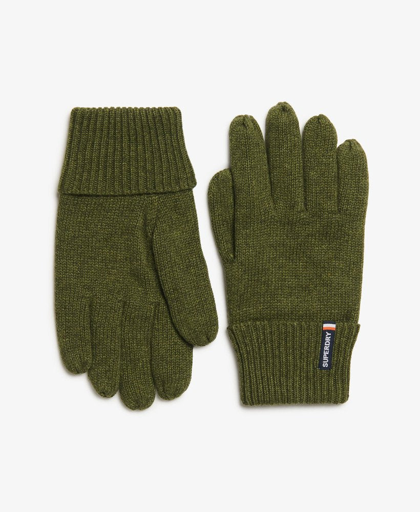 Superdry Essential Logo Knitted Gloves Deep Army Green Marl