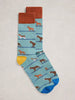 White Stuff Novelty Ankle Socks Mid Blue