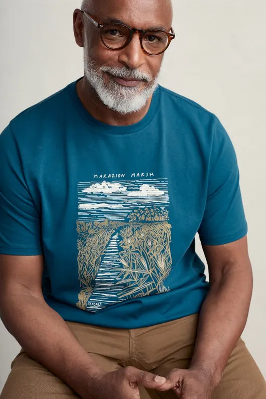 Seasalt T-shirt Mens Tshirt Seasalt Men's Midwatch Organic Cotton T-Shirt Marazion Marsh Ocean Drift