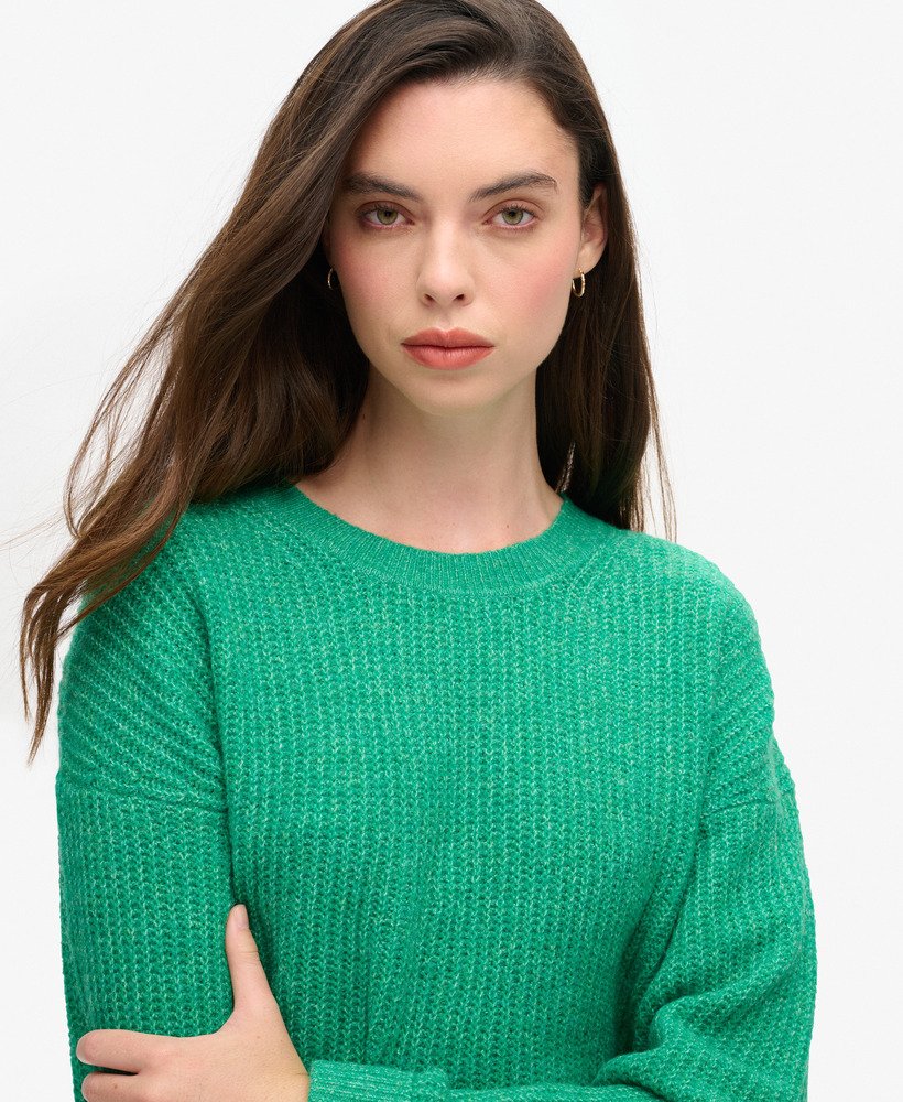 Superdry Brushed Crew Neck Jumper Drop Kick Green Twist