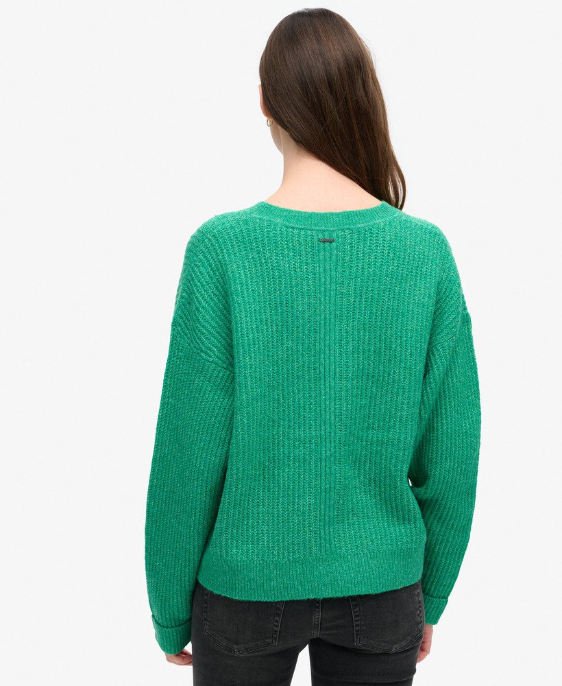 Superdry Brushed Crew Neck Jumper Drop Kick Green Twist