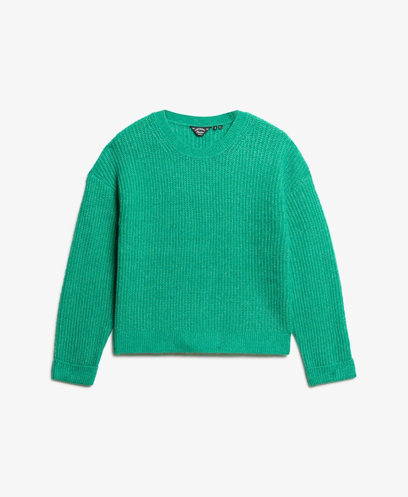 Superdry Brushed Crew Neck Jumper Drop Kick Green Twist