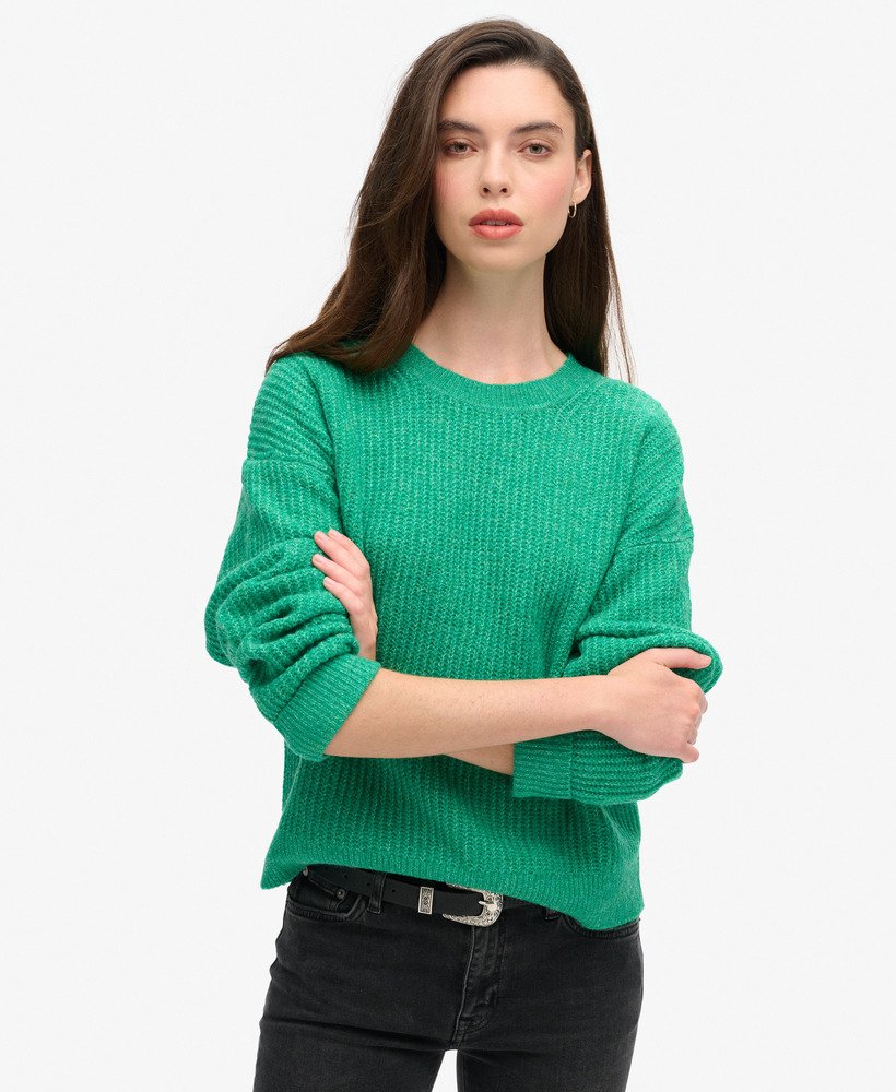 Brushed Crew Neck Jumper Drop Kick Green TwistSuperdry clothing womens jumper superdry jumper