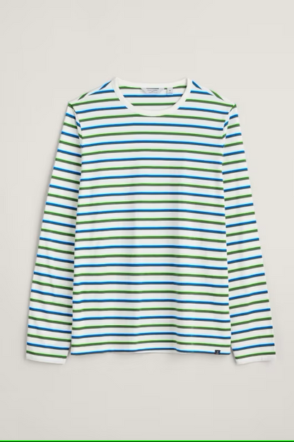 Seasalt Men's Sailor Shirt With Crew Neck Duet Breton Chalk Waterside