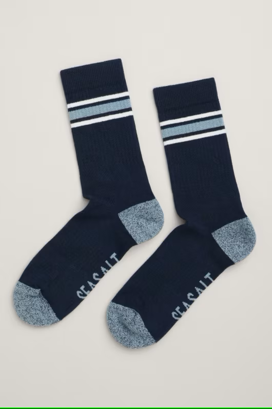 Seasalt Men's Cushioned Crew Socks Dunmere Maritime Chalk