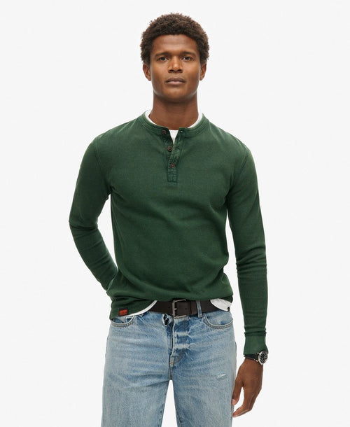 Superdry Vintage Textured Grandad Top Enamel Green