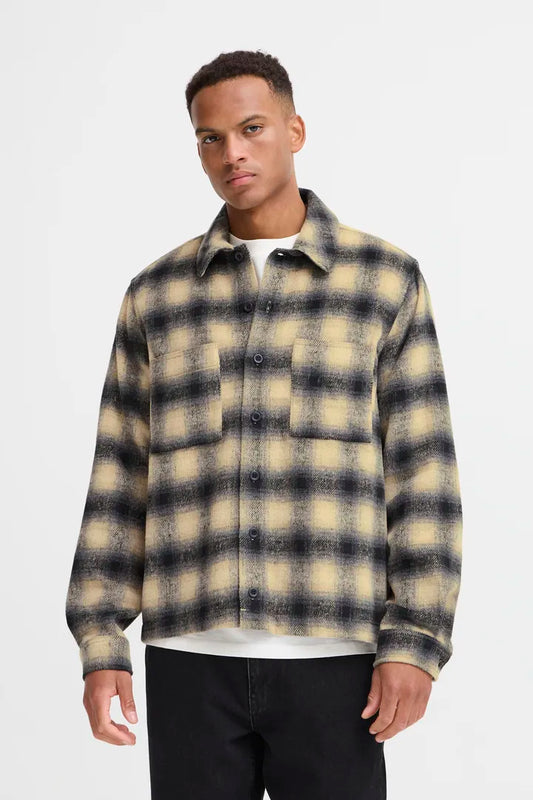 Blend Long Sleeved Checked Overshirt Faust Black