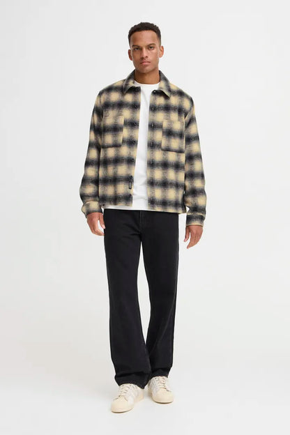 Blend Long Sleeved Checked Overshirt Faust Black