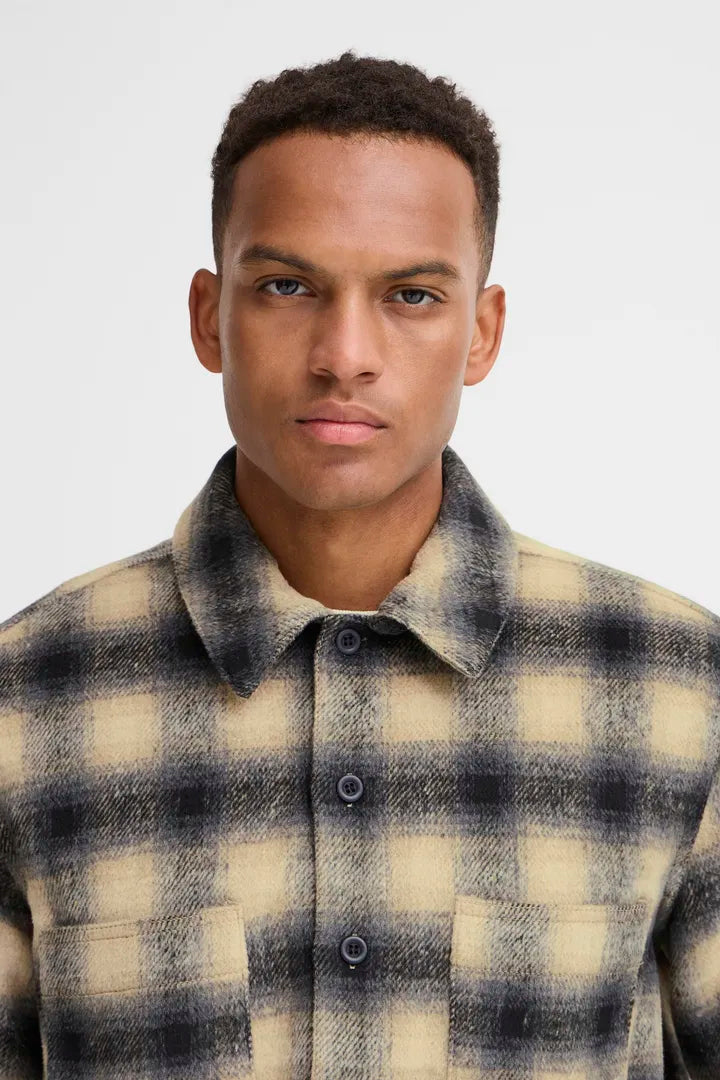 Blend Long Sleeved Checked Overshirt Faust Black
