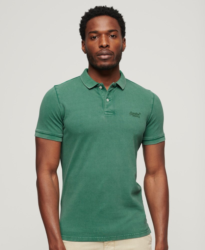 Superdry Organic Cotton Vintage Destroy Polo Shirt Light Fern Green Superdry Clothing Mens Polo