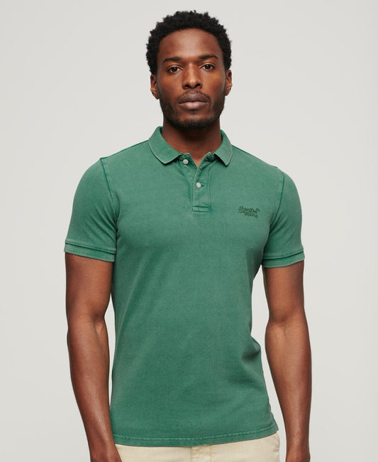 Superdry Organic Cotton Vintage Destroy Polo Shirt Light Fern Green Superdry Clothing Mens Polo