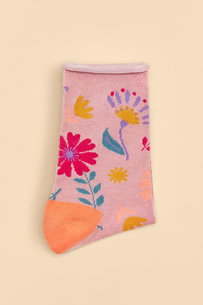 Powder Watercolour Flowers Ankle Socks Petal