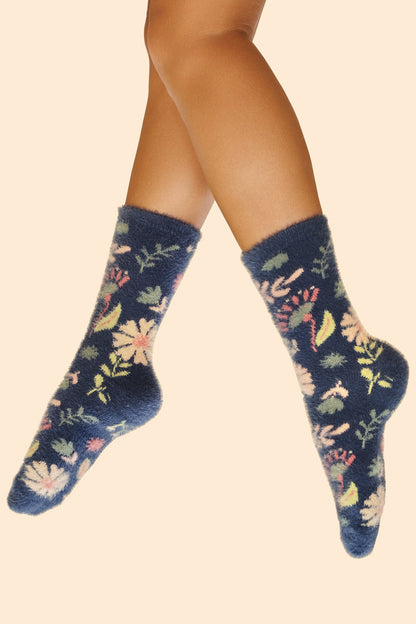 Powder Watercolour Flowers Fuzzy Slipper Socks