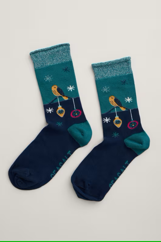 Seasalt Snowy Scenes Socks Fond Song Loch Women's socks winter socks