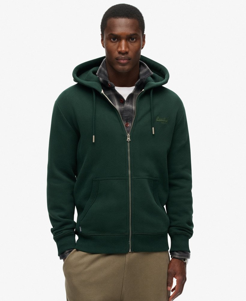 Superdry Essential Logo Zip Hoodie Forest Green