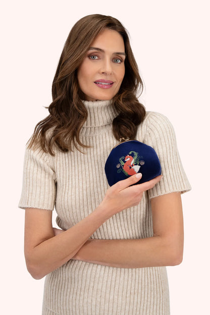 Powder Elegant Fox Velvet Coin Purse