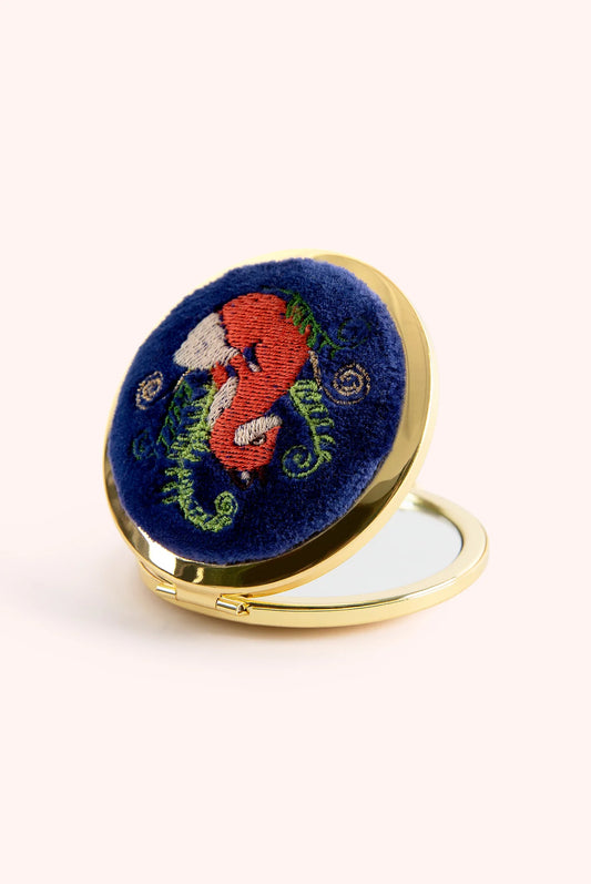 Powder Elegant Fox Embroidered Mirror