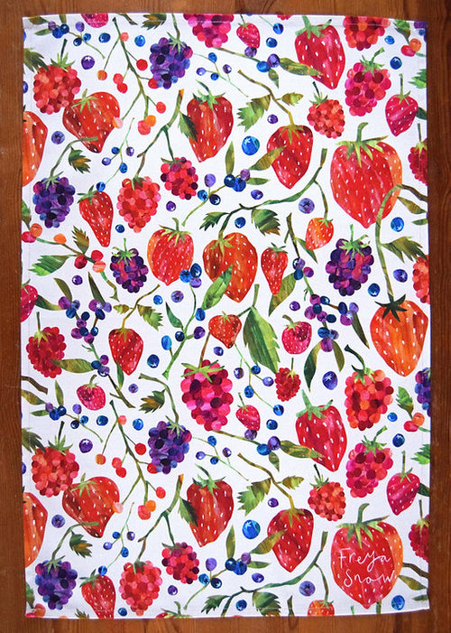 Freya Snow Burst Berry Tea Towel