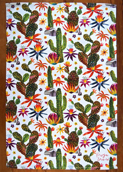 Freya Snow Desert Cactus Tea Towel