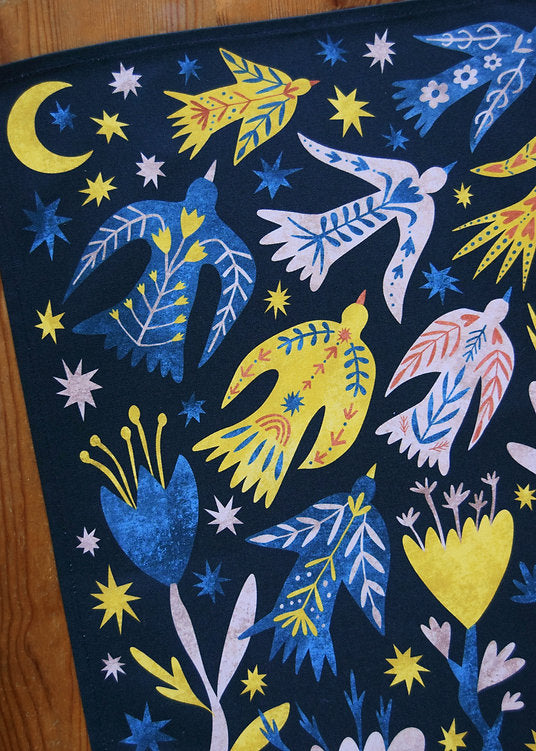 Freya Snow Folk Birds Tea Towel