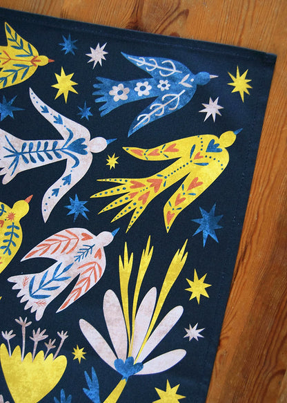 Freya Snow Folk Birds Tea Towel
