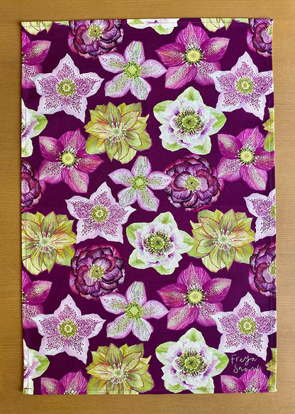 Freya Snow Hellebores Tea Towel