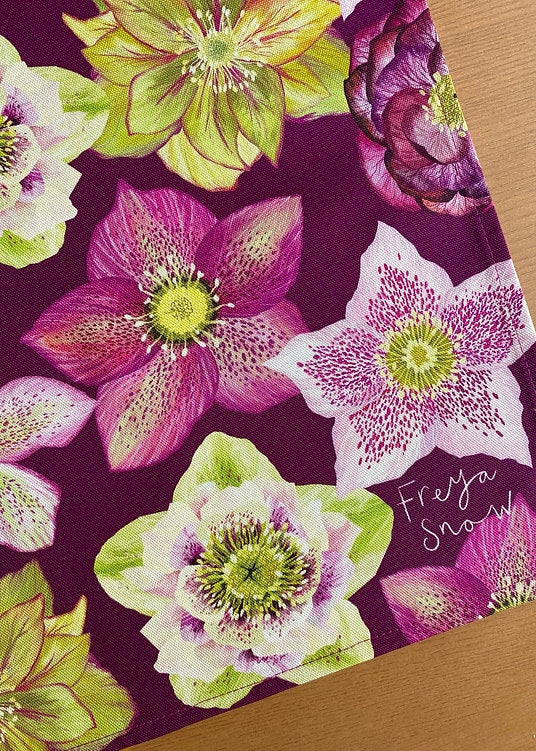 Freya Snow Hellebores Tea Towel