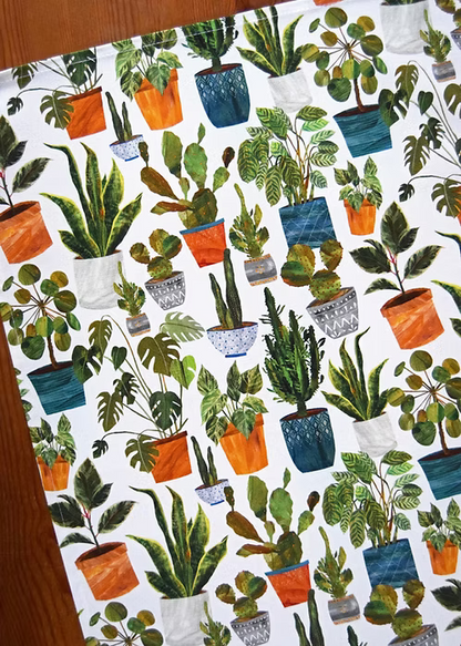 Freya Snow Houseplant Tea Towel