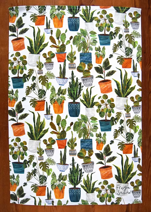 Freya Snow Houseplant Tea Towel