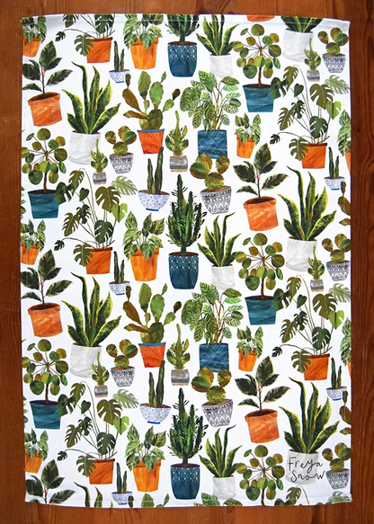 Freya Snow Houseplant Tea Towel